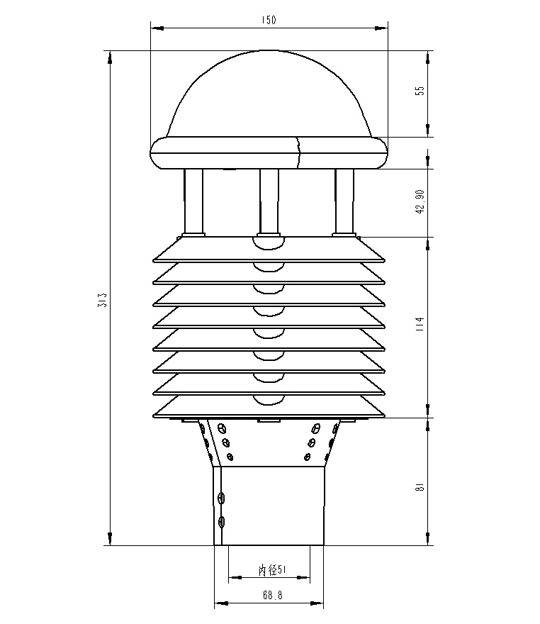 大氣污染空氣質(zhì)量環(huán)境監(jiān)測儀產(chǎn)品尺寸圖